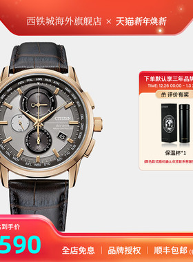 【特价款】西铁城光动能多局电波商务休闲简约男表AT8113-12H