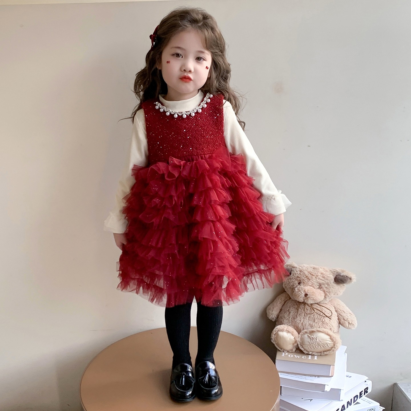 女童拜年服2026新款洋气儿童红色蓬蓬连衣裙宝宝春秋网纱公主裙子,童装/婴儿装/亲子装,连衣裙,淘宝优惠券,粉丝福利购,淘宝优惠卷