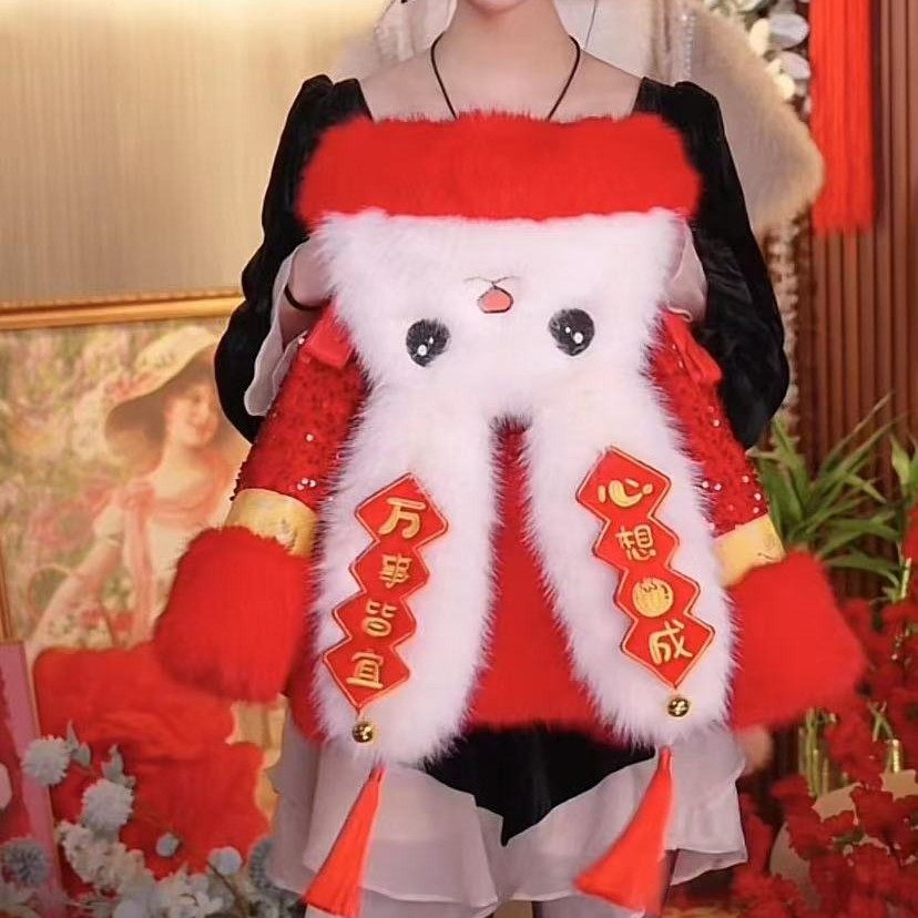 女童万事皆宜兔耳朵皮草外套冬季新款儿童喜庆拜年服女孩加厚棉袄,童装/婴儿装/亲子装,皮草/仿皮草,淘宝优惠券,粉丝福利购,淘宝优惠卷