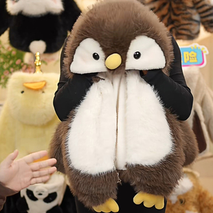 儿童皮草外套2025新款洋气男女童加绒加厚宝宝可爱企鹅毛绒秋冬装