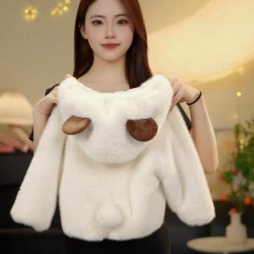 儿童连帽加绒皮草外套2025新款可爱女童水貂毛加厚棉袄男宝宝冬装