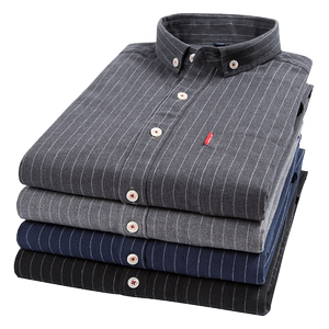 啄木鸟春季男士长袖纯棉牛津纺大格子衬衫全棉休闲衬衣加肥加大码