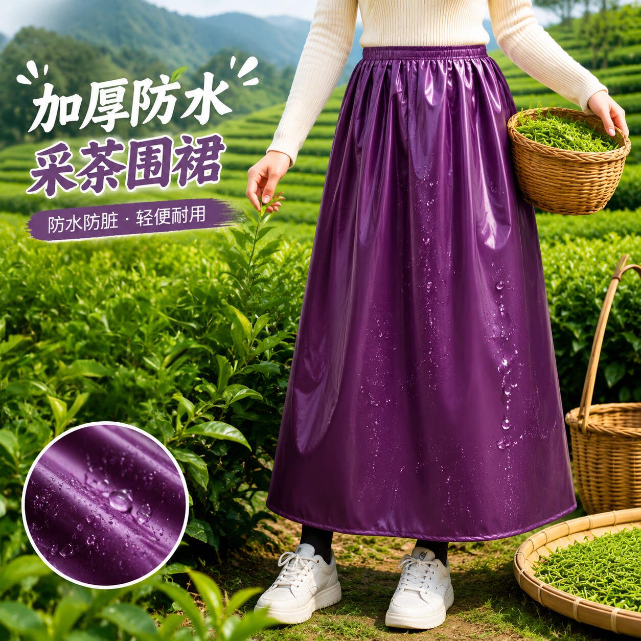 加厚防水防风防脏采茶裙围裙