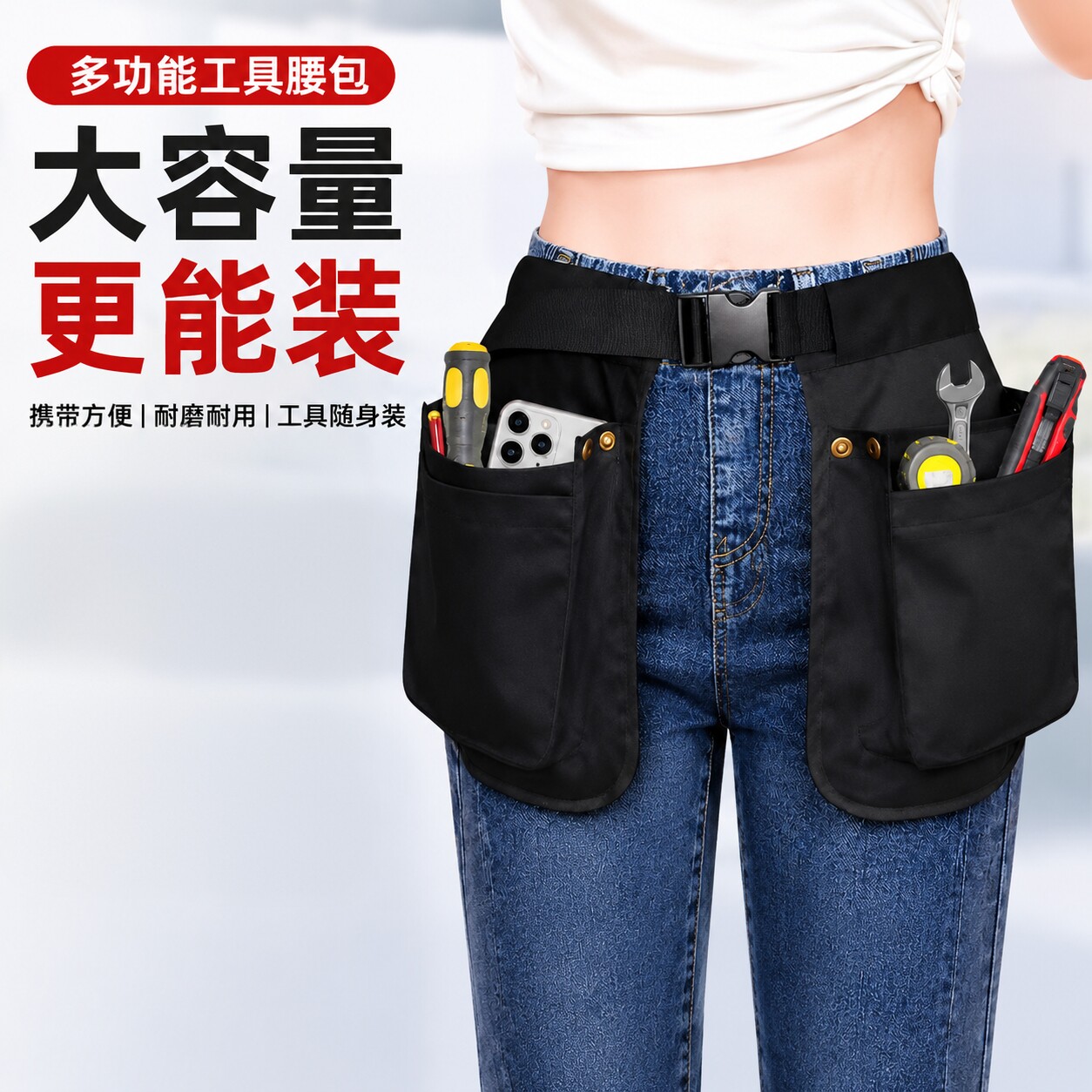 围裙半身成人夏季厨房家用半截多口袋收纳围腰家务短款工作服防水