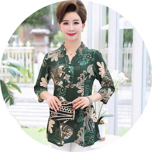 2025夏中袖中老年女装宽松大码妈妈装长袖春秋装打底衬衫上衣恤 - 图0