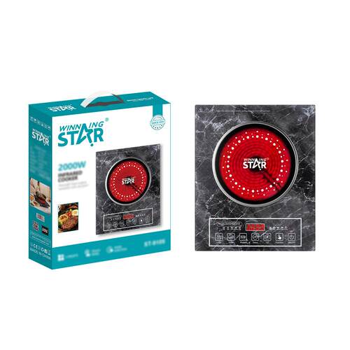 Winningstar跨境智能触摸2000W大功率耐高温抛光黑晶面板电陶炉