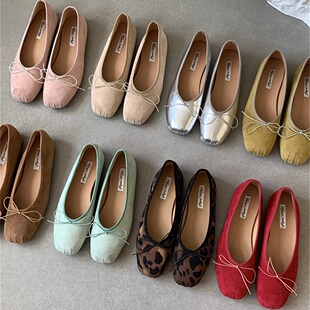 法式平底浅口蝴蝶结单鞋女2026秋季新款猪鼻子晚晚芭蕾舞鞋奶奶鞋