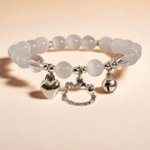 kt猫爱心铃铛diy手工珠串手链抖音同款女闺蜜手环送女友礼物学生