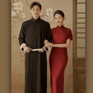 礼服摄影写真服装 影楼新款 民国风复古情侣旗袍艺术照旅拍唯美时尚