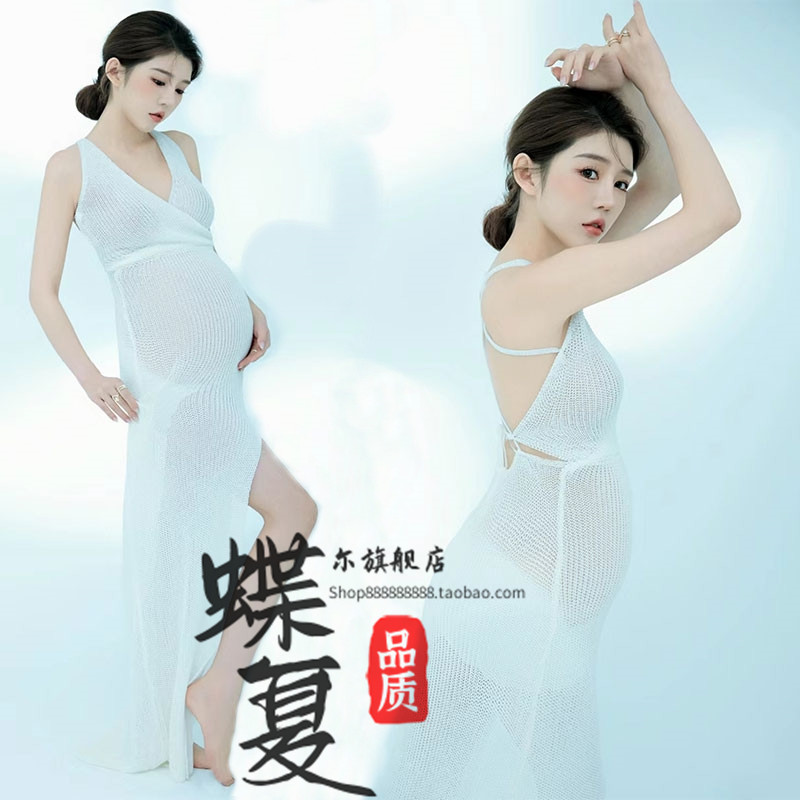 孕妇大肚私房艺术照在家拍摄裙子