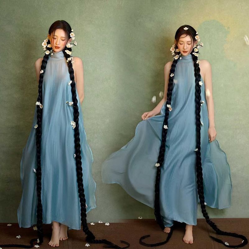 孕妇洋气惊艳茶飘带写真裙子