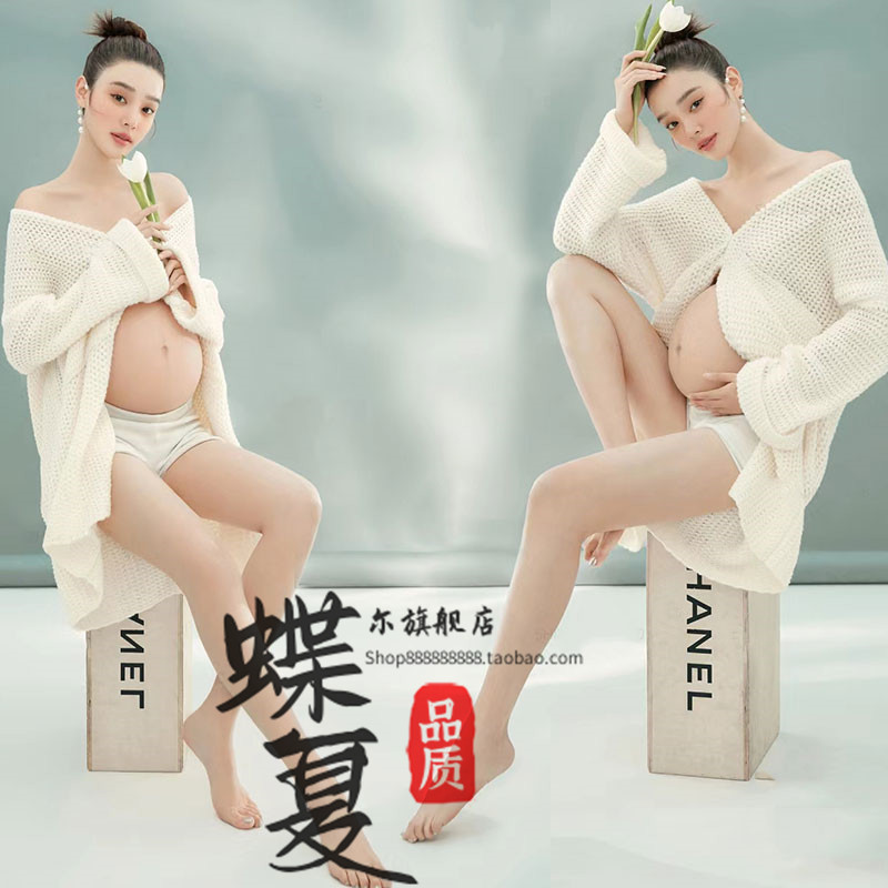 2023孕妇摄影服居家可爱针织套装