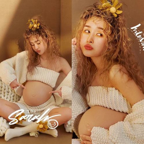 2021新款居家可爱小清新粗针织影楼大肚艺术写真衣服孕妇拍照服装