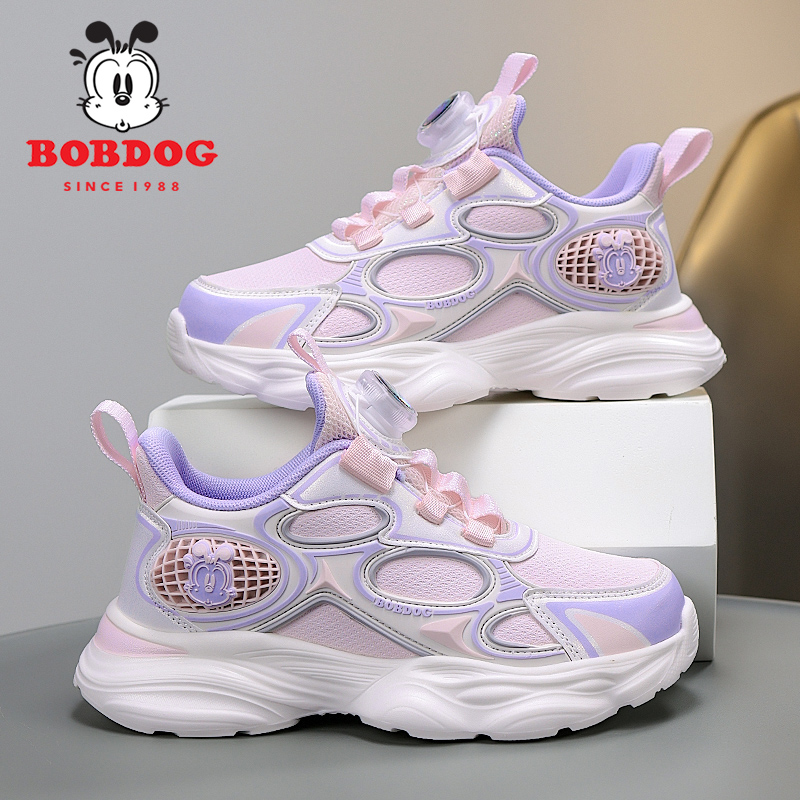 巴布豆女童皮面防水运动鞋跑步鞋