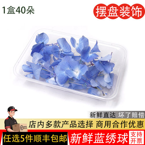 蓝色绣球花甜品蛋糕装饰烘焙用