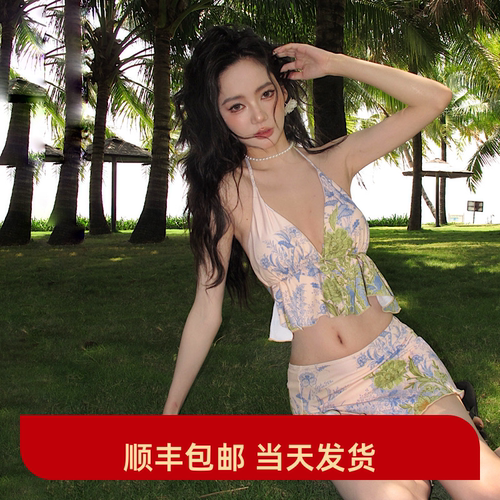网红风比基尼三件套ins风欧美法式简约Bikini性感海边度假泳衣女