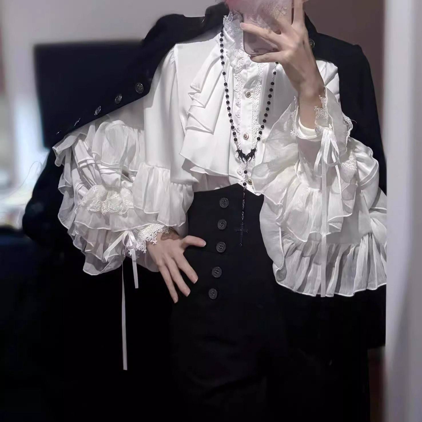 暗黑系哥特风衬衫Lolita王子上衣