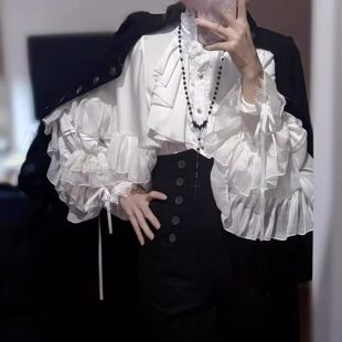 宽松Lolita春夏白色衬衣男 蝙蝠袖 王子系2026新款 暗黑系哥特风衬衫