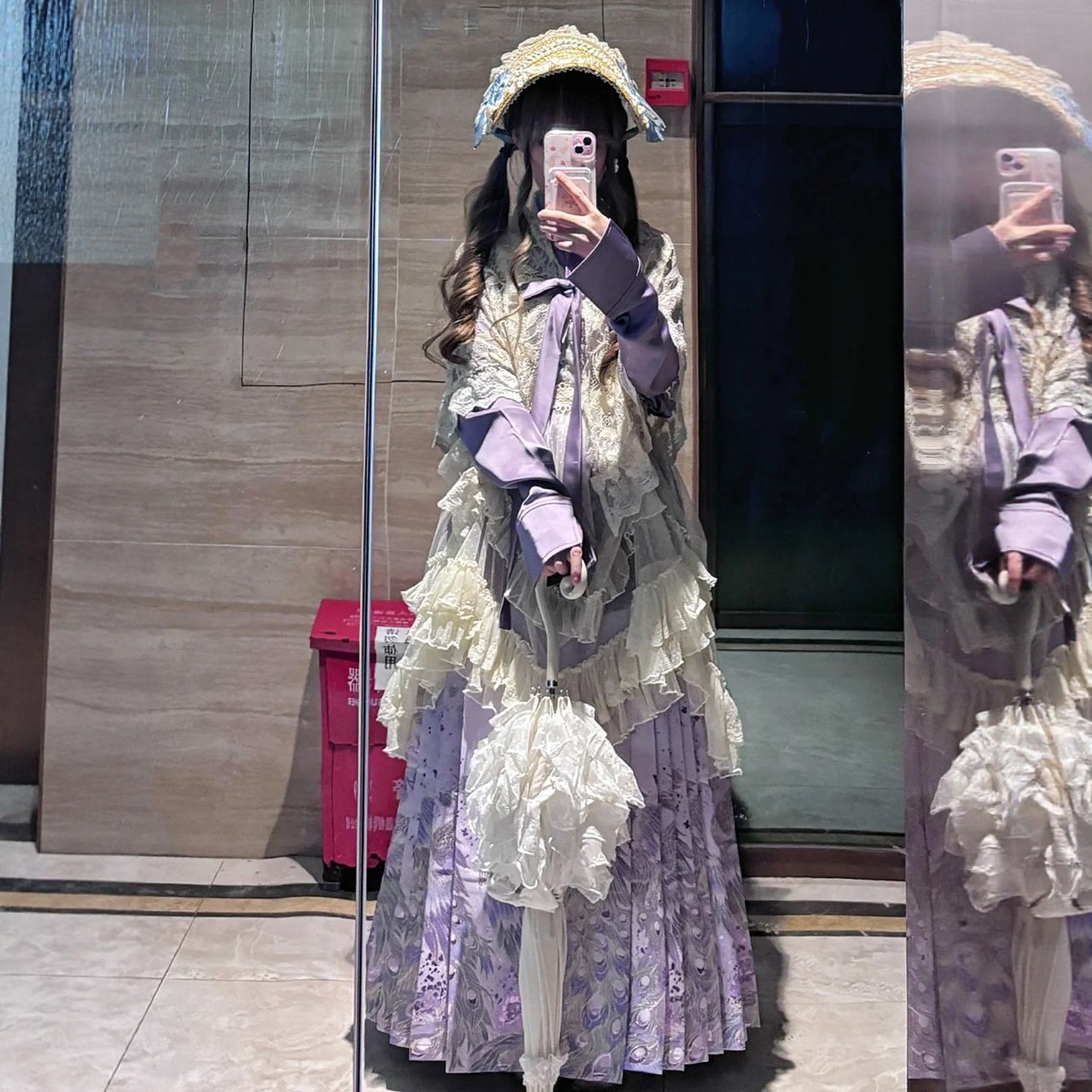 汉洋折衷汉服秋冬日常紫色套装