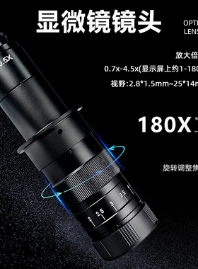 显微镜CCD相机配件130倍180倍镜头高距离150倍工业电子显微镜配件