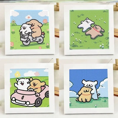 郁金香小狗钻石画儿童手工DIY