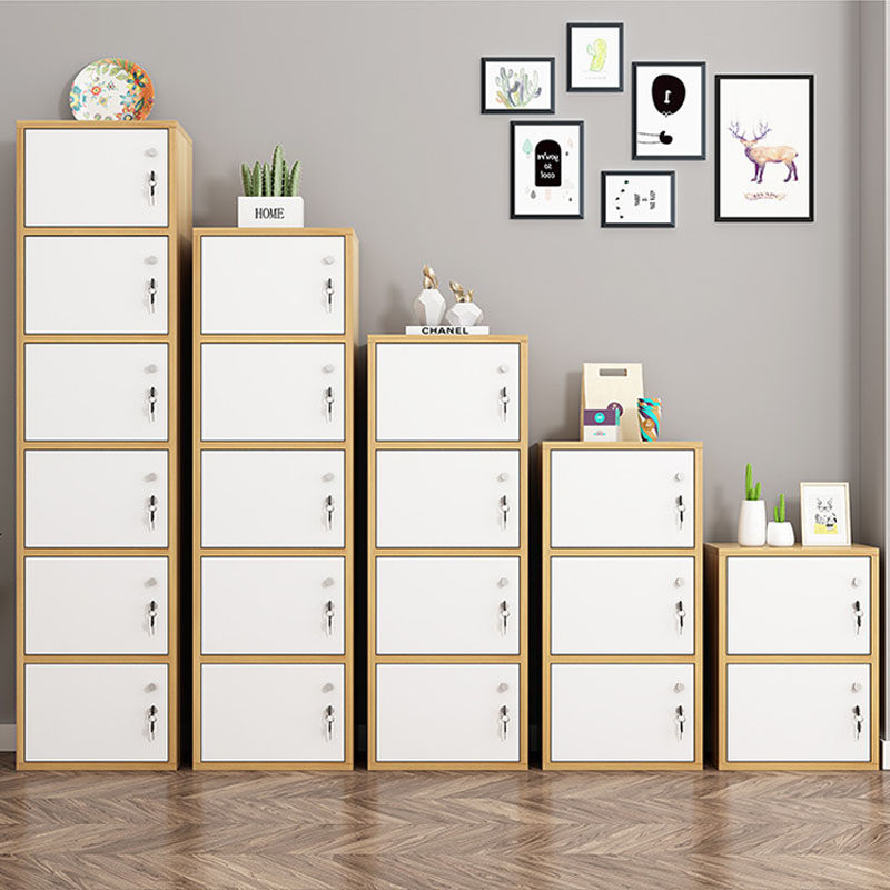 简约现代多层柜子储物柜带锁带门书柜书架经济型落地收纳置物柜_虎窝淘