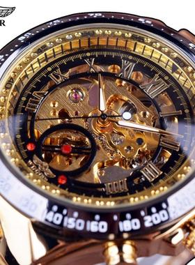Men's automatic mechanical watch男金色全钢镂空全自动机械表