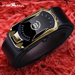 保罗皮带男士真皮雪狼新款潮腰带男士时尚高档轻奢品牌年轻人裤带