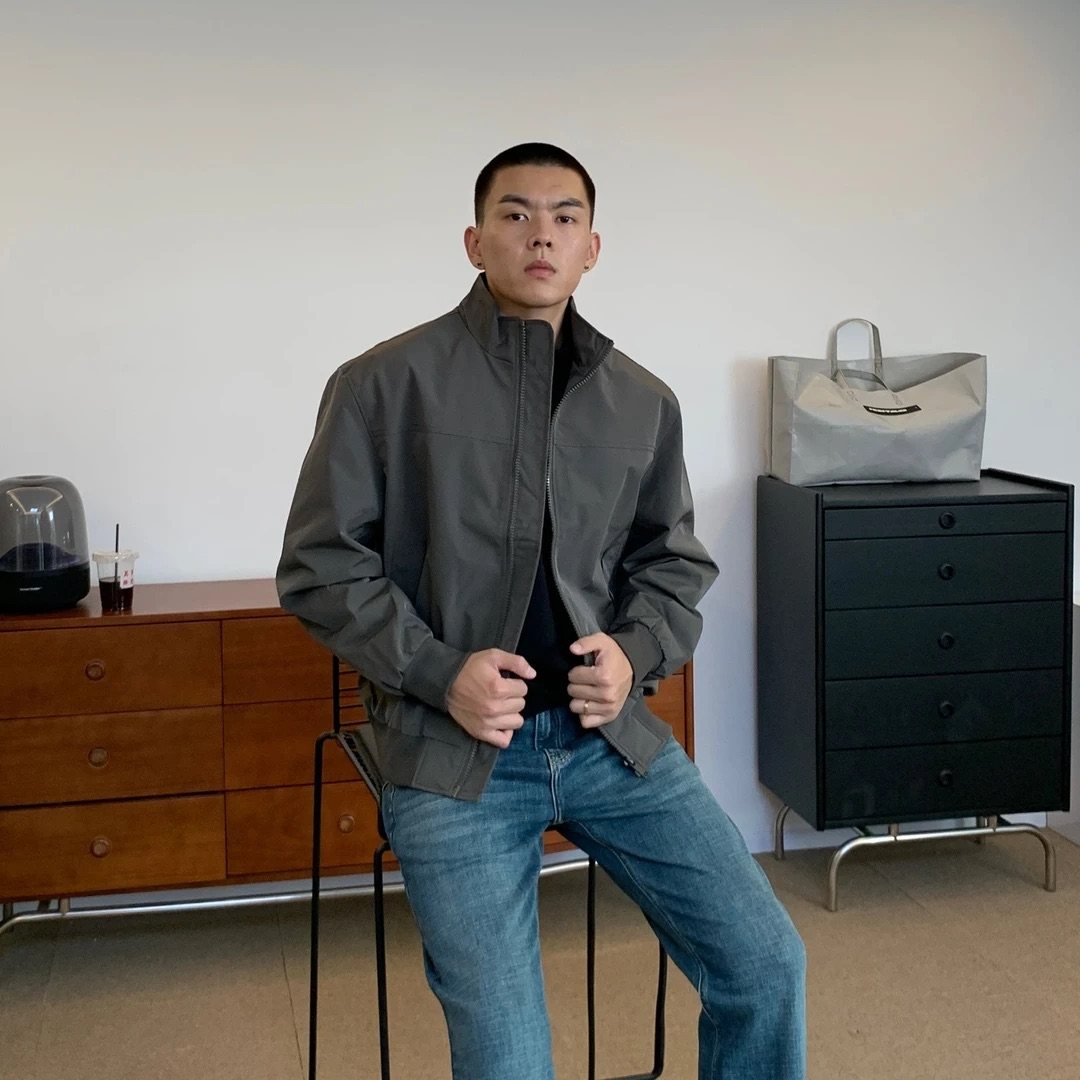 短款立领夹克显肩宽秋冬男棉服