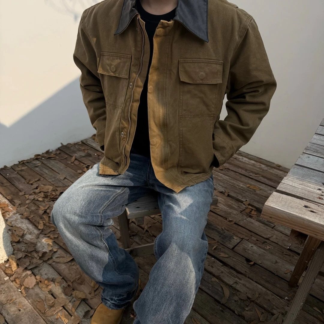 2025WM水洗做旧复古美式底特律男女短款工装夹克翻领外套,男装,夹克,淘宝优惠券,粉丝福利购,淘宝优惠卷
