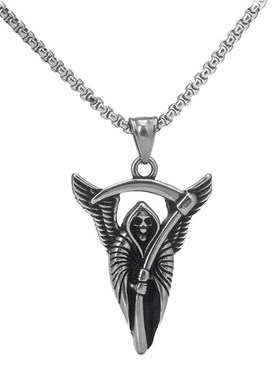 钛钢死神镰刀男女项链不锈钢