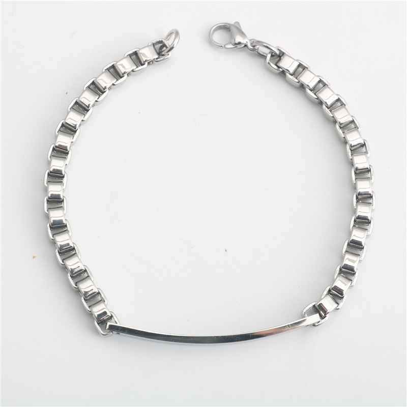 不锈钢韩版明星LAY边伯贤同款EXO周边T家平片弯片男女手链