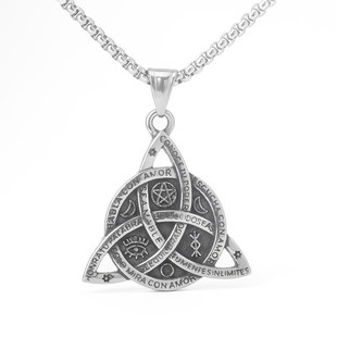 不锈钢欧美嘻哈摇滚复古朋克时尚三角凯尔特结吊坠钛钢男女项链