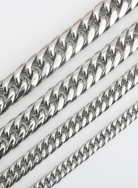 不锈钢双织双扣圆磨链钛钢男女项链吊坠配链箱包包挂链马鞭链