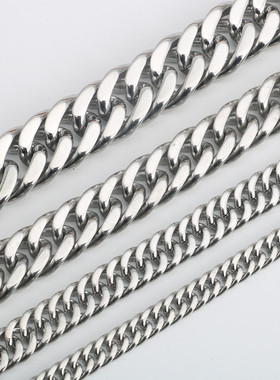 不锈钢双织双扣两面马鞭链项链