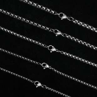 欧美饰品不锈钢方珍珠项链钛钢龙骨链条吊坠裸链diy手工配件