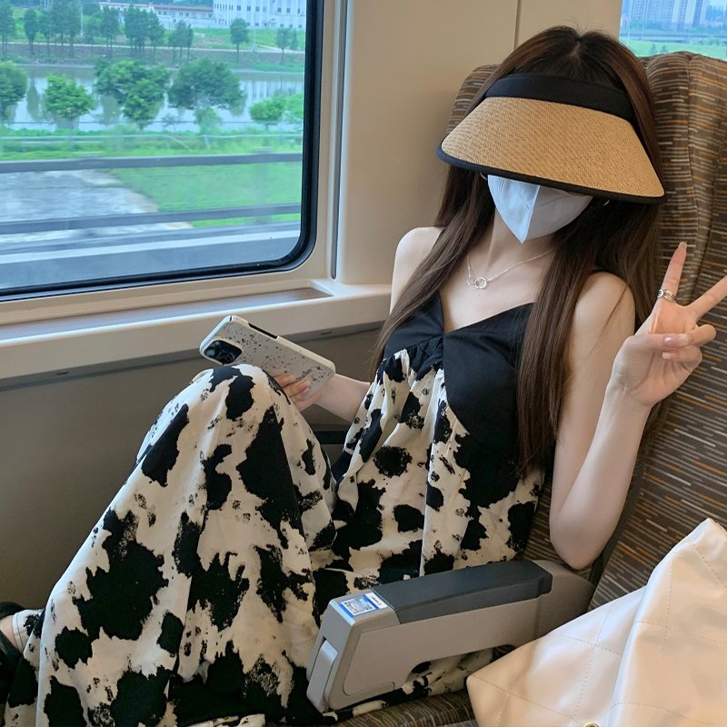 碎花吊带连衣裙女夏季v领性感背心长裙海边度假沙滩雪纺裙子