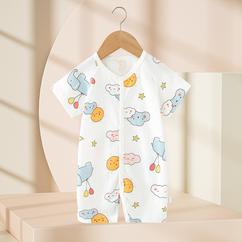 Brand outlets, withdraw the cabinet infant onesies, summer short-sleeved newborn cotton mesh breathable baby crawling clothes