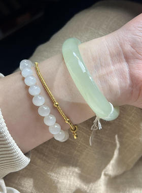 天然冰晴绿玉髓手镯日常通勤百搭