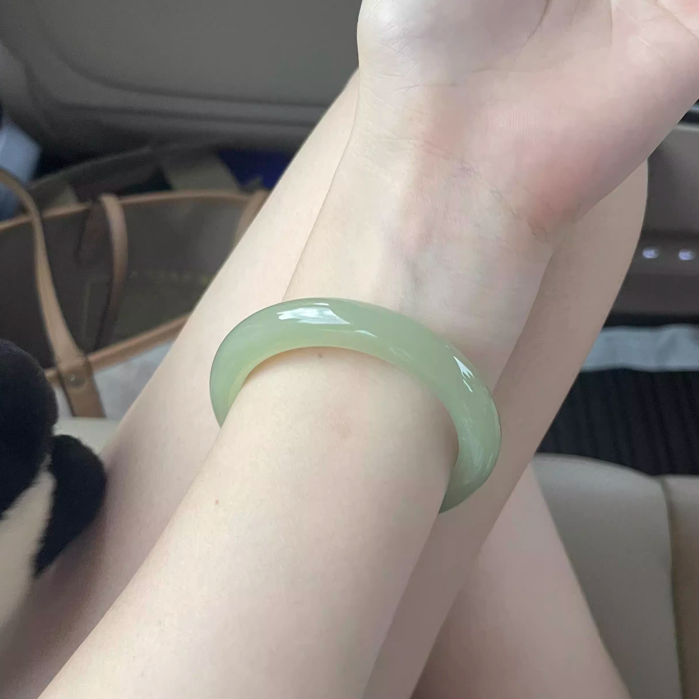 天然新疆和田玉青海玉手镯平替冰晴水东陵玉青提葡萄肉色新年礼物