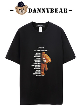 DANNYBEAR休闲小熊情侣轻奢T恤男女透气清爽棉短袖DJY5885001-15