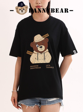 DANNYBEAR小熊印花情侣轻奢T恤男女透气休闲棉短袖DJY5885001-10