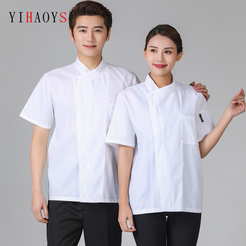 学校食堂厨房工作服短袖白色夏装蛋糕店面点师衣服女饭店厨师工衣