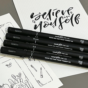 日本uni三菱针管笔油画专业勾线笔美术专用pin学生文具手绘Fine line水性工程制图笔绘图笔描边描线漫画简笔