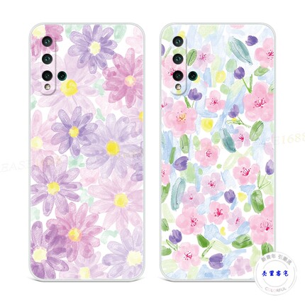 日韩风花卉适用于华为nova5pro手机壳6se3i4e2s文艺z少女心女款软