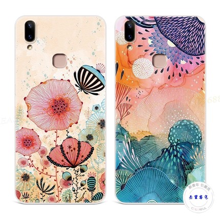 艺术花卉适用于于vivo y85手机壳y83y79y93y91小众冷淡风女款超薄软