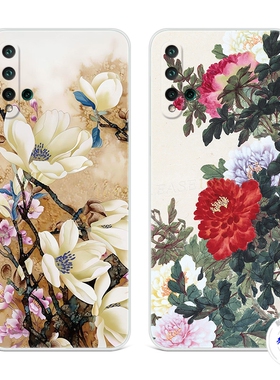 牡丹花卉适用于华为nova5pro手机壳6se古典2s4e3i中国风z文艺女款软