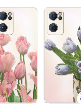 唯美花卉9适用于oppo Reno7手机壳8pro+6小清新4se透明5k文艺3元气版2z女款Ace软十