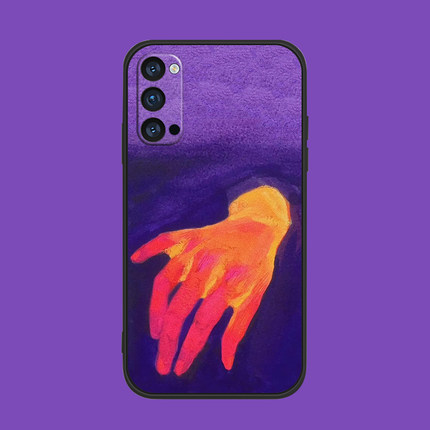 适用于oppo手机壳Reno/5pro/7se/r17/ace2/findx3硅胶防摔红色手指