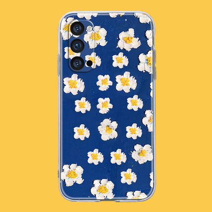 适用于oppo透明软Reno/5/7pro手机壳ace2治愈型花朵油画findx3/R17